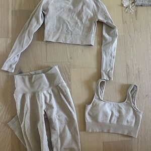 Ribbed Beige Two-Piece Set